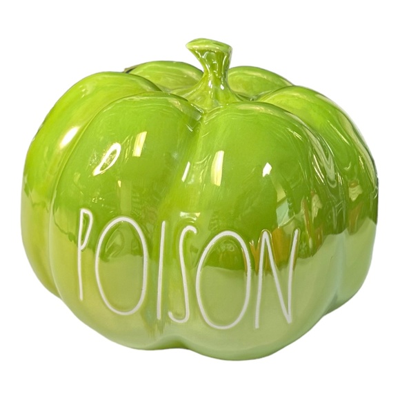 Rae Dunn "POISON" Iridescent Green Pumpkin - Picture 1 of 1